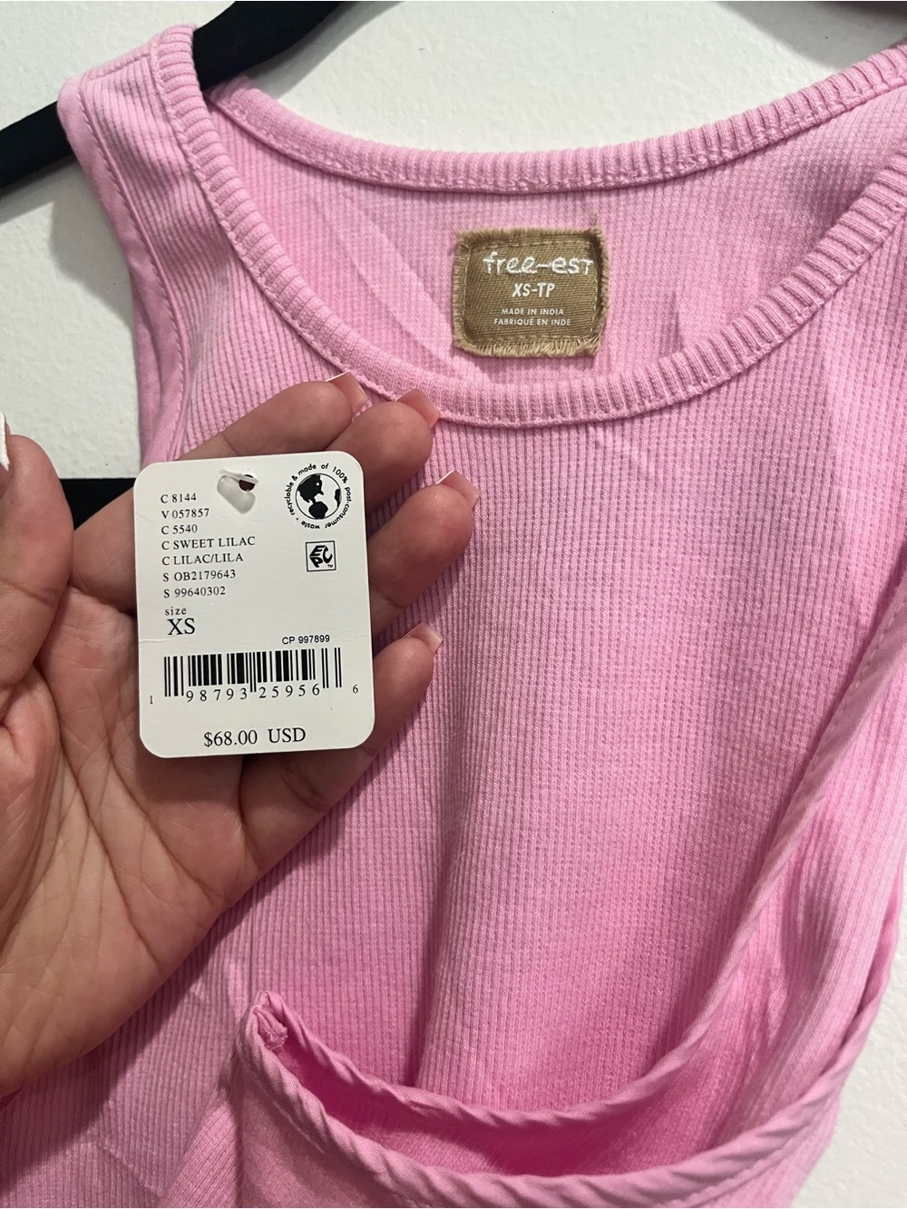 Free People Sweet Lilac Ribbed Crop Tank